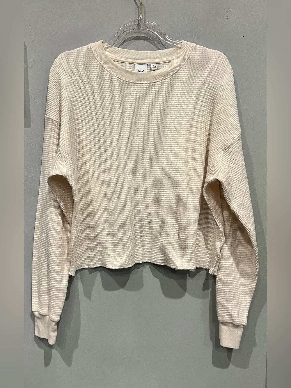 ARITZIA TNA WAFFLE CREW BOXY LONGSLEEVE TOP